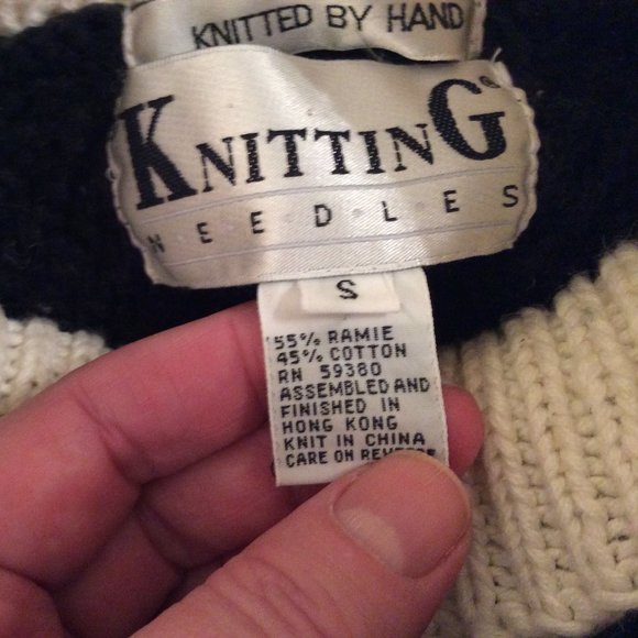 Hand Knitted Vintage Oversize Funnel Neck Sweater - Picture 13 of 16